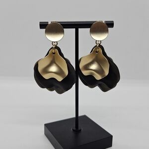 Zenzii gold and black petal dangle earrings
